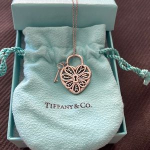 Tiffany & Co. Filigree heart and key pendant necklace